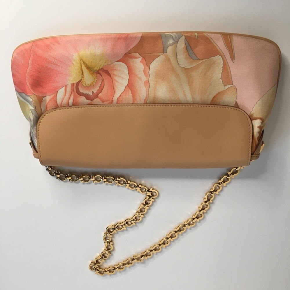 Salvatore Ferragamo Leather Floral Silk Handbag
